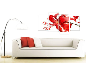 Modern Red Tiger Lily Flower on White Floral Canvas