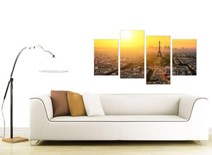 Sunset Skyline Eiffel Tower Yellow City Canvas