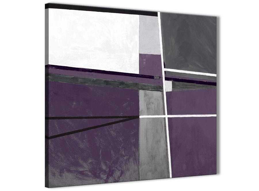 Modern Aubergine Grey Painting Abstract Living Room Canvas Pictures Decor 1s392l - 79cm Square Print