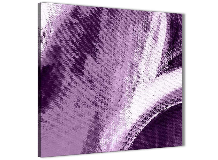 Modern Aubergine Plum and White - Abstract Bedroom Canvas Wall Art Decorations 1s449l - 79cm Square Print