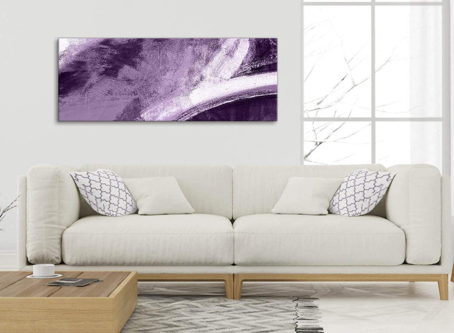 Modern Aubergine Plum and White - Living Room Canvas Wall Art Accessories - Abstract 1449 - 120cm Print