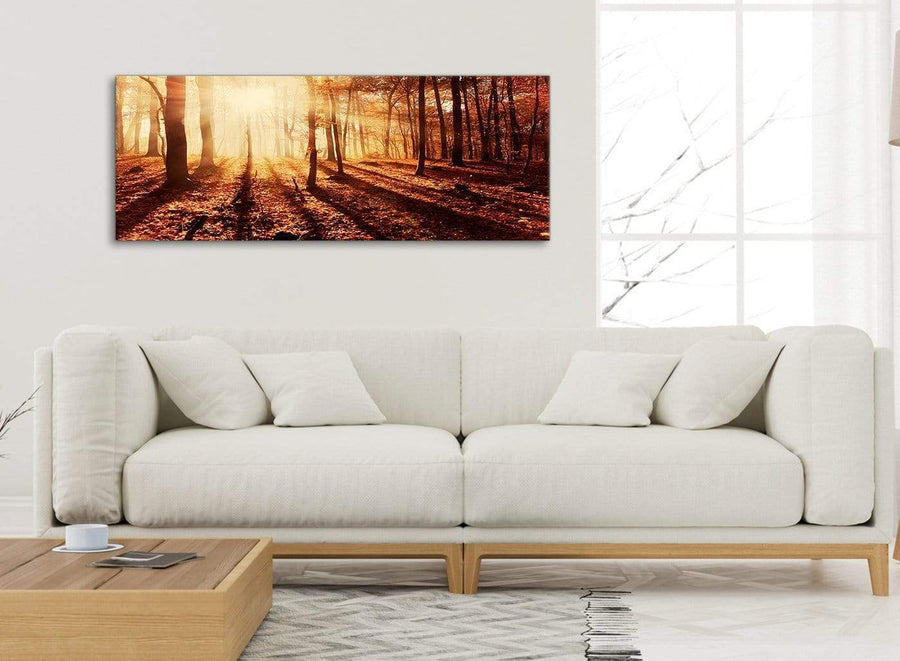 Modern Autumn Leaves Forest Scenic Landscapes Canvas Art Pictures - Trees - 1386 Orange - 120cm Wide Print