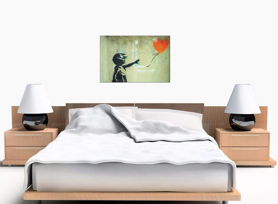 Banksy Canvases - Girl Child and a Heart Balloon - Street Art