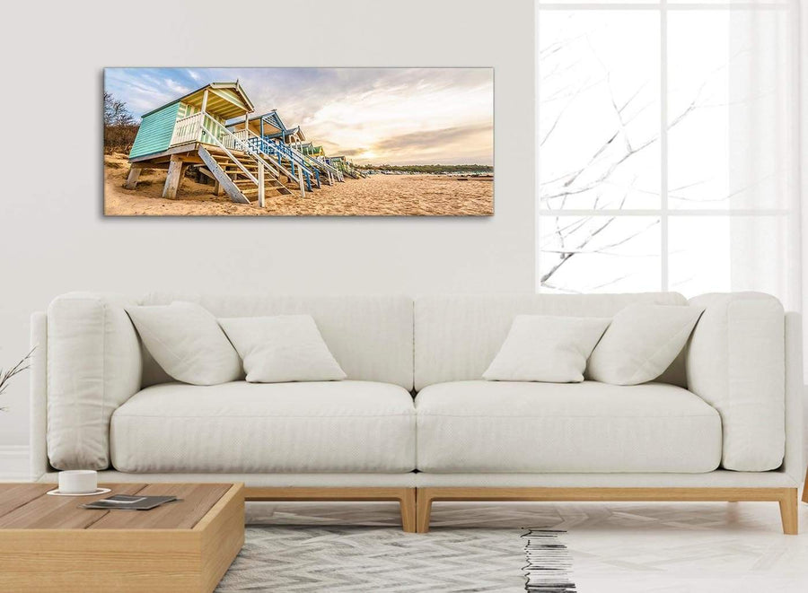 Modern Beach Huts Scene - Canvas Art Pictures - Landscape - 1200 - 120cm Wide Print