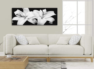 Modern Black White Lily Flower Living Room Canvas Wall Art Accessories - 1458 - 120cm Print