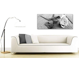 Modern Black White Rose Floral Bedroom Canvas Pictures Accessories - 1372 - 120cm Print