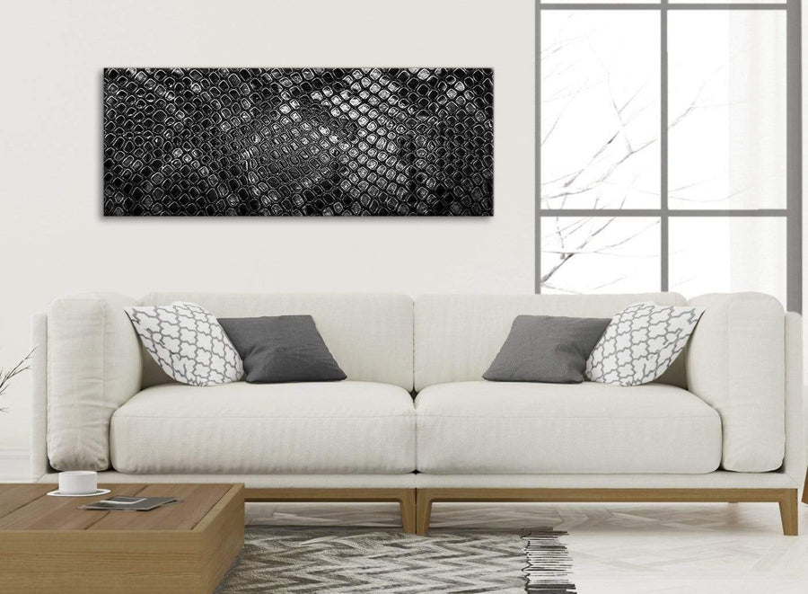 Modern Black White Snakeskin Animal Print Living Room Canvas Pictures Accessories - Abstract 1510 - 120cm Print