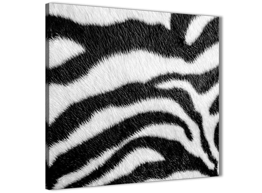 Modern Black White Zebra Animal Print Abstract Bedroom Canvas Pictures Decorations 1s471l - 79cm Square Print