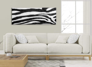 Modern Black White Zebra Animal Print Bedroom Canvas Wall Art Accessories - Abstract 1471 - 120cm Print