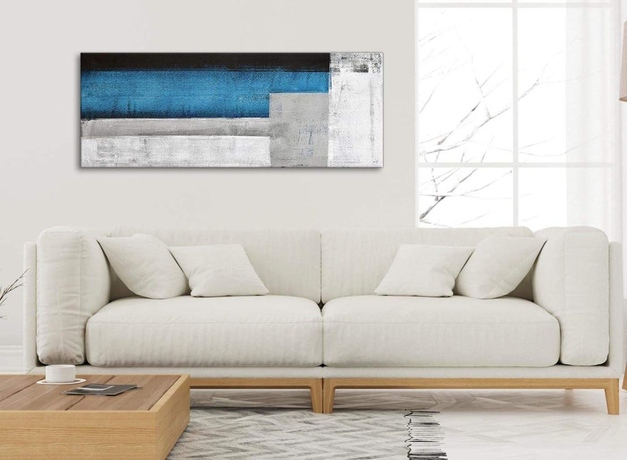Modern Blue Grey Painting Living Room Canvas Wall Art Accessories - Abstract 1423 - 120cm Print