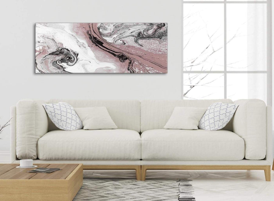 Modern Blush Pink and Grey Swirl Living Room Canvas Wall Art Accessories - Abstract 1463 - 120cm Print