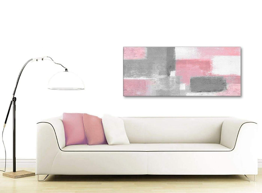 Modern Blush Pink Grey Painting Living Room Canvas Wall Art Accessories - Abstract 1378 - 120cm Print