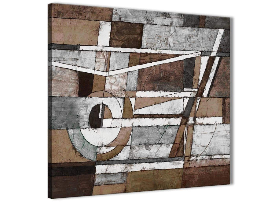 Modern Brown Beige White Painting Abstract Office Canvas Pictures Decorations 1s407l - 79cm Square Print