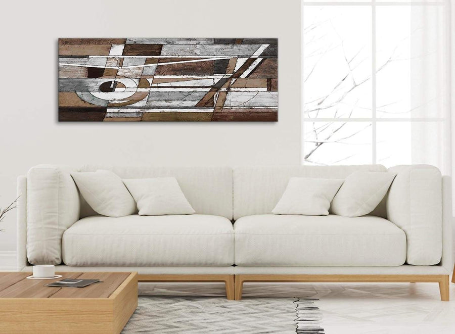 Modern Brown Beige White Painting Bedroom Canvas Pictures Accessories - Abstract 1407 - 120cm Print