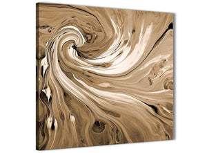 Modern Brown Cream Swirls Modern Abstract Canvas Wall Art Modern 79cm Square 1S349L For Your Living Room