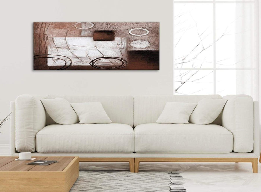 Modern Brown White Painting Living Room Canvas Wall Art Accessories - Abstract 1422 - 120cm Print