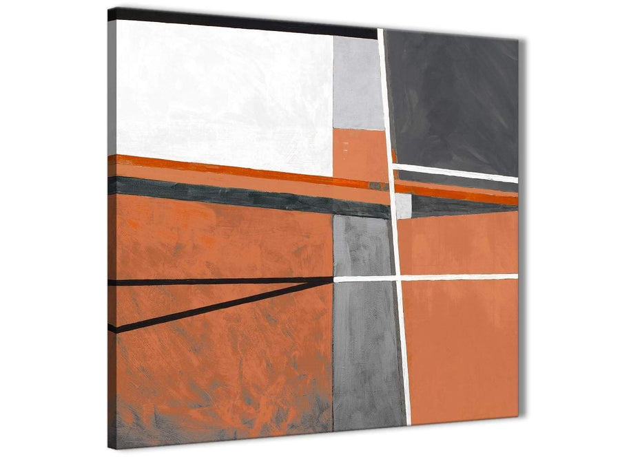 Modern Burnt Orange Grey Painting Abstract Office Canvas Wall Art Decorations 1s390l - 79cm Square Print