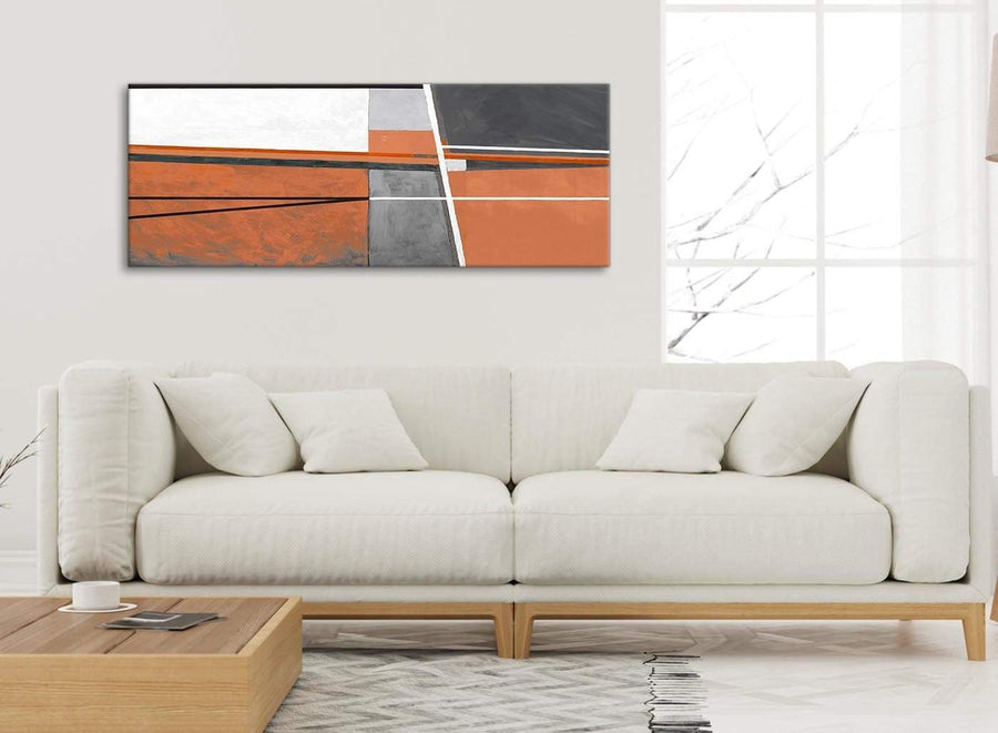 Modern Burnt Orange Grey Painting Living Room Canvas Wall Art Accessories - Abstract 1390 - 120cm Print