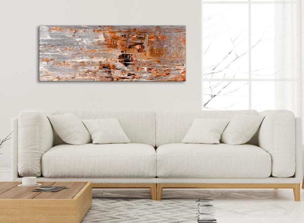 Modern Burnt Orange Grey Painting Living Room Canvas Wall Art Accessories - Abstract 1415 - 120cm Print