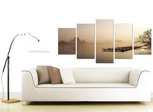 Sepia Brown Sunset Jetty Sunset View Landscape Canvas Art