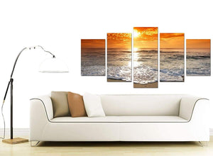 5 Piece Set of Living-Room Orange Canvas Picture