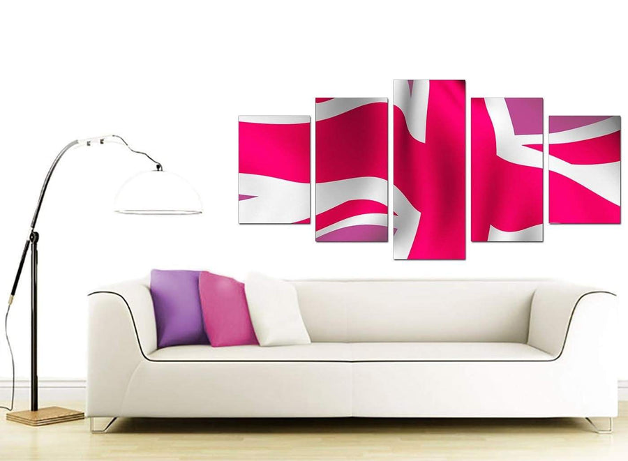 Pink White Union Jack Flag Abstract Modern Canvas Art