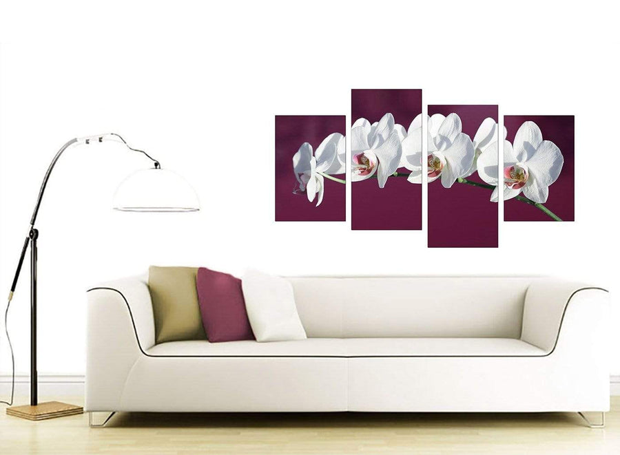Plum White Coloured Orchid Flower Floral Canvas