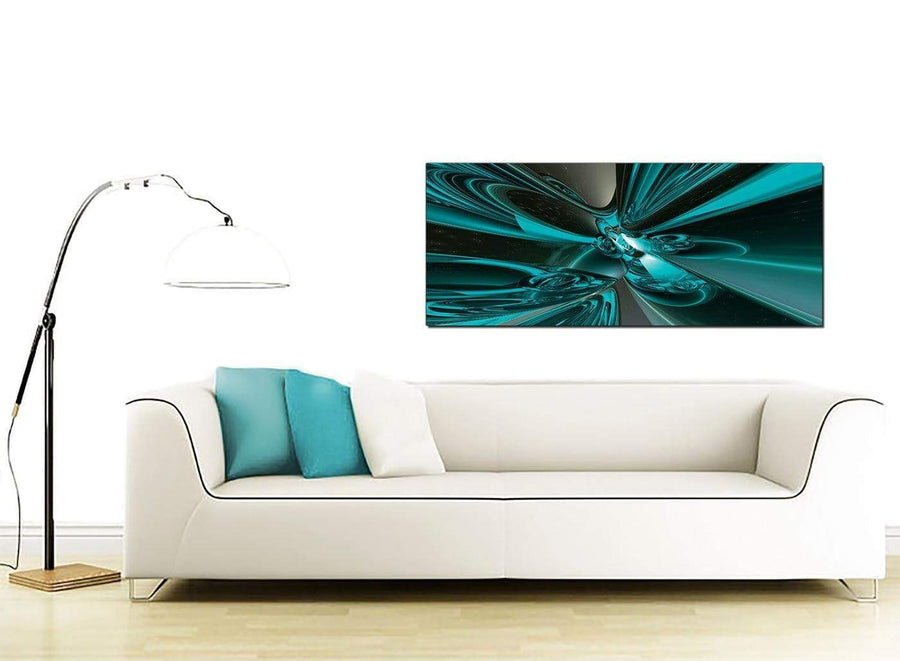 Modern Teal and Grey Cyclone Abstract Canvas
