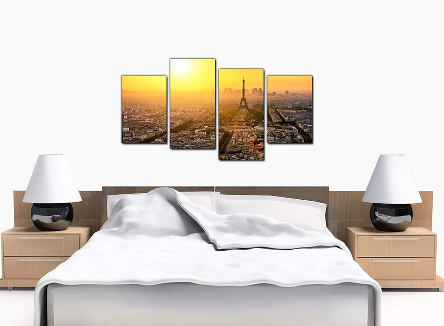 Set Of Four Bedroom Yellow Canvas Wall Art