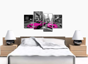 4 Panel Set of Bedroom Pink Canvas Picture