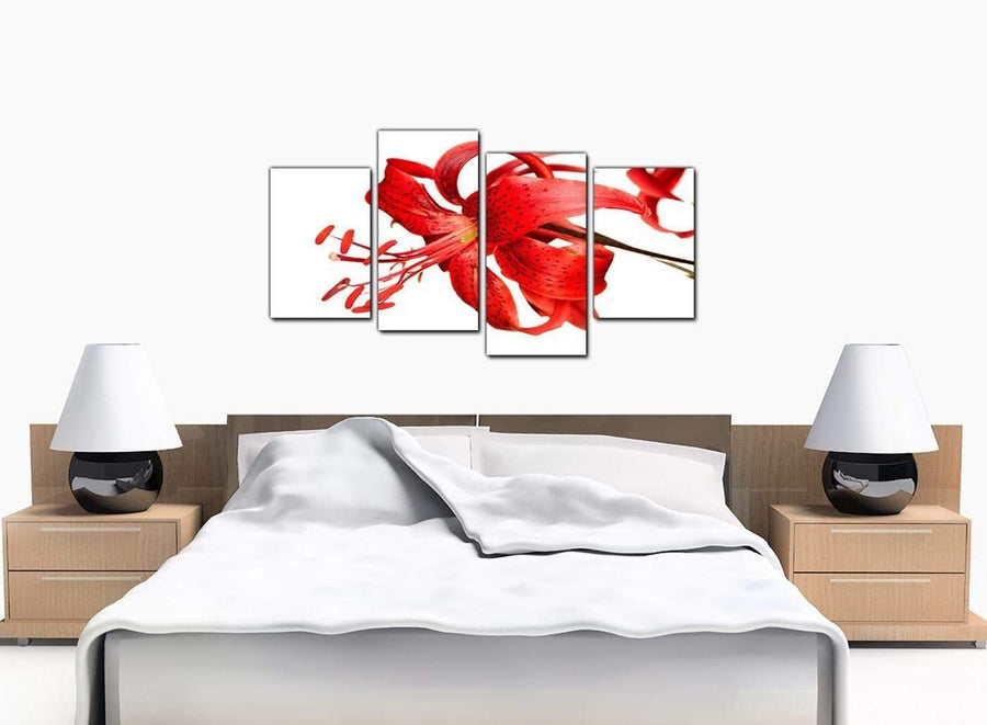 Set Of 4 Bedroom Red Canvas Pictures