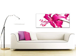 Pink Tiger Lily Flower on White Floral Canvas