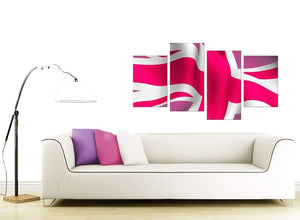 Pink White Union Jack Flag Abstract Modern Canvas Art