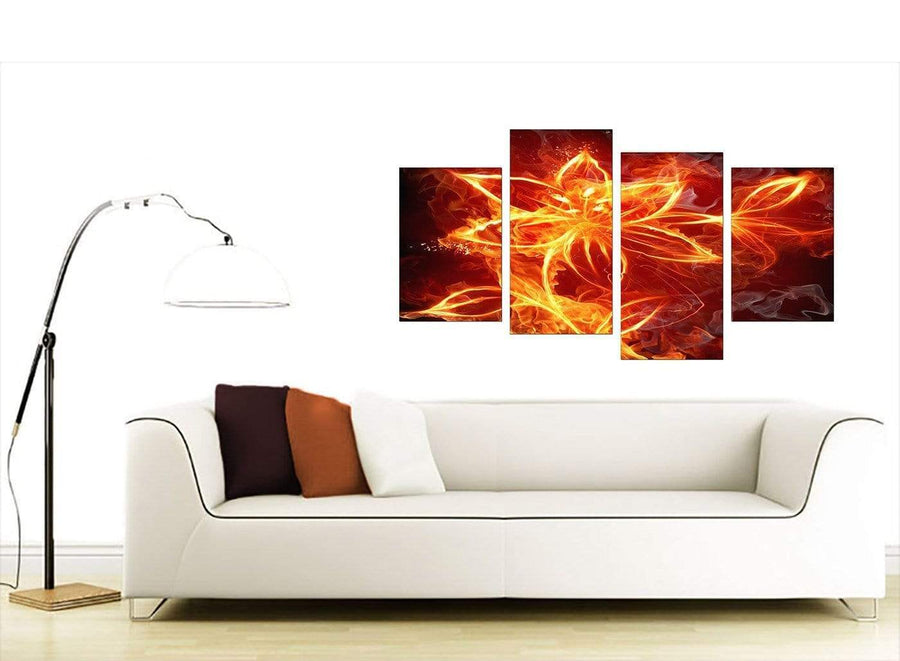 Modern Flaming Fire Flower Orange Black Abstract Canvas