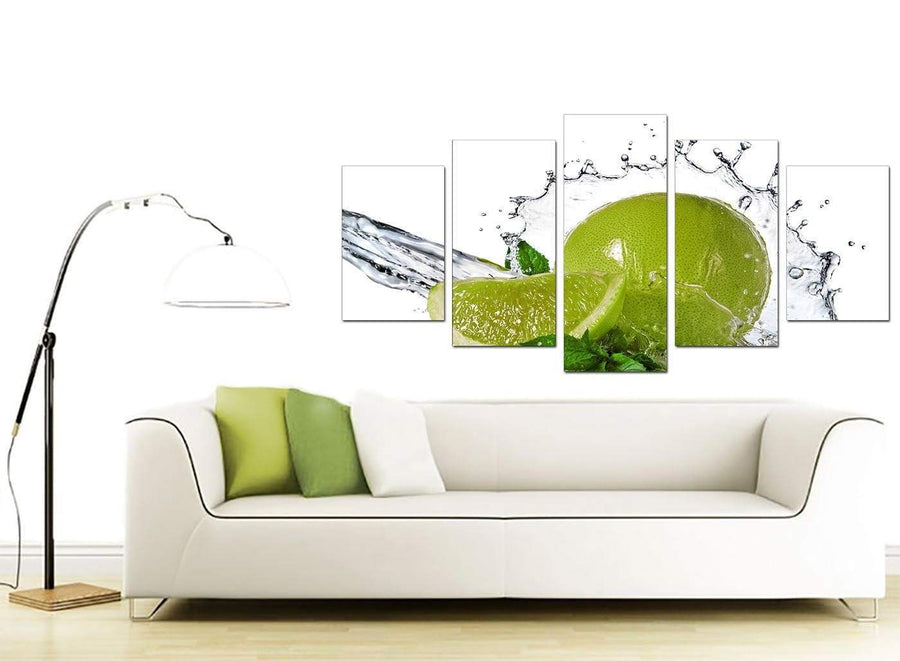 Set Of Five Living-Room Green Canvas Art