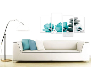 Set Of 4 Living-Room Teal Canvas Picture