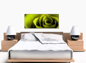 Rose Floral Bedroom Green Canvas Picture