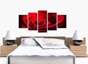 5 Part Set of Bedroom Red Canvas Picture