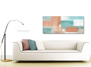 Modern Coral Turquoise Living Room Canvas Wall Art Accessories - Abstract 1366 - 120cm Print