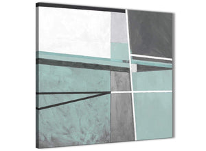Modern Duck Egg Blue Grey Painting Abstract Office Canvas Pictures Accessories 1s396l - 79cm Square Print
