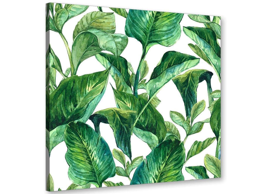 Modern Green Palm Tropical Banana Leaves Canvas Modern 64cm Square 1S324M For Your Dining Room