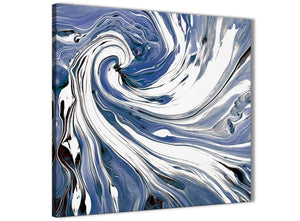 Modern Indigo Blue White Swirls Modern Abstract Canvas Wall Art Modern 79cm Square 1S352L For Your Living Room