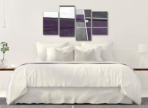 Modern Large Aubergine Grey Painting Abstract Bedroom Canvas Pictures Decor - 4392 - 130cm Set of Prints