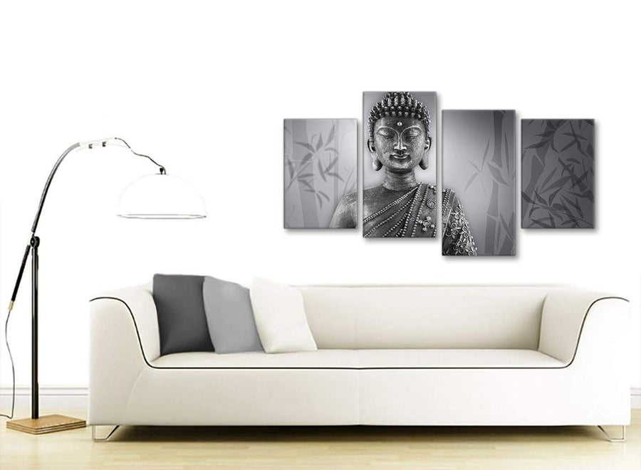Modern Large Black White Buddha Living Room Canvas Pictures Decor - 4373 - 130cm Set of Prints