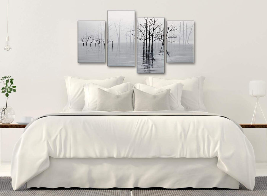 Modern Large Black White Grey Tree Landscape Painting Living Room Canvas Pictures Decor - 4416 - 130cm Set of Prints