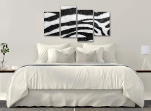 Modern Large Black White Zebra Animal Print Abstract Living Room Canvas Wall Art Decor - 4471 - 130cm Set of Prints