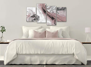 Modern Large Blush Pink and Grey Swirl Abstract Living Room Canvas Wall Art Decor - 4463 - 130cm Set of Prints
