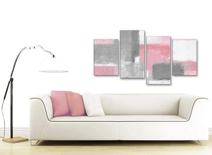 Modern Large Blush Pink Grey Painting Abstract Bedroom Canvas Pictures Decor - 4378 - 130cm Set of Prints