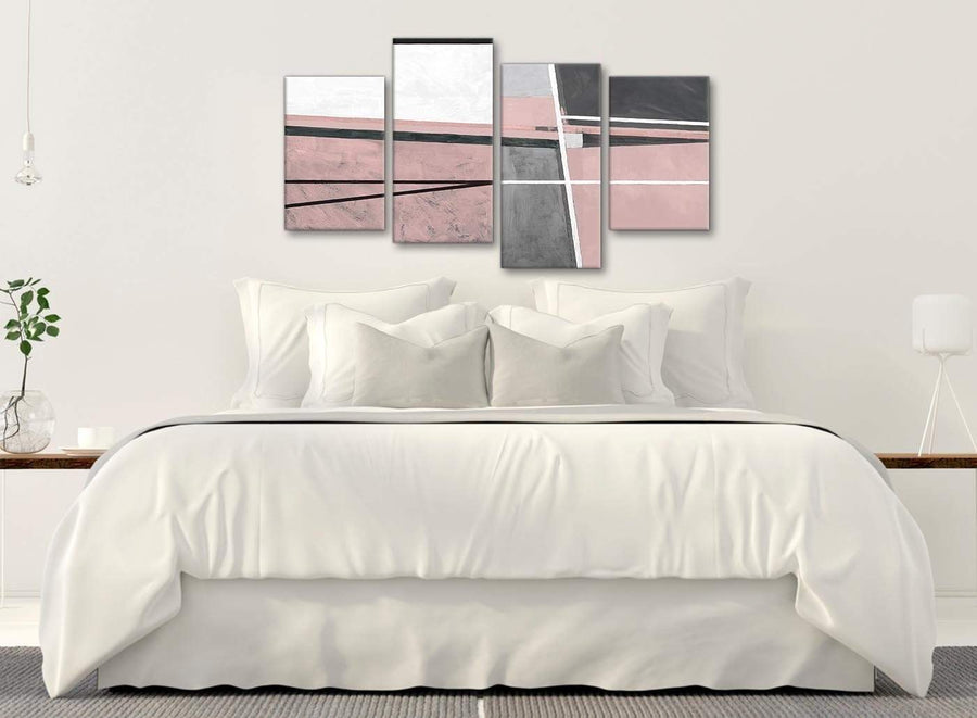 Modern Large Blush Pink Grey Painting Abstract Bedroom Canvas Wall Art Decor - 4393 - 130cm Set of Prints