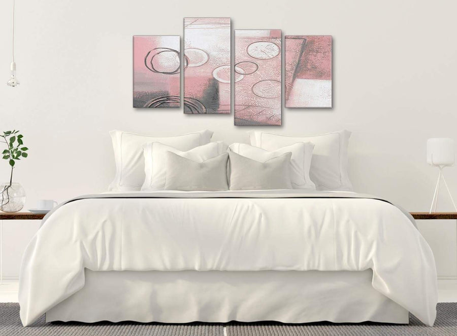Modern Large Blush Pink Grey Painting Abstract Living Room Canvas Pictures Decor - 4433 - 130cm Set of Prints